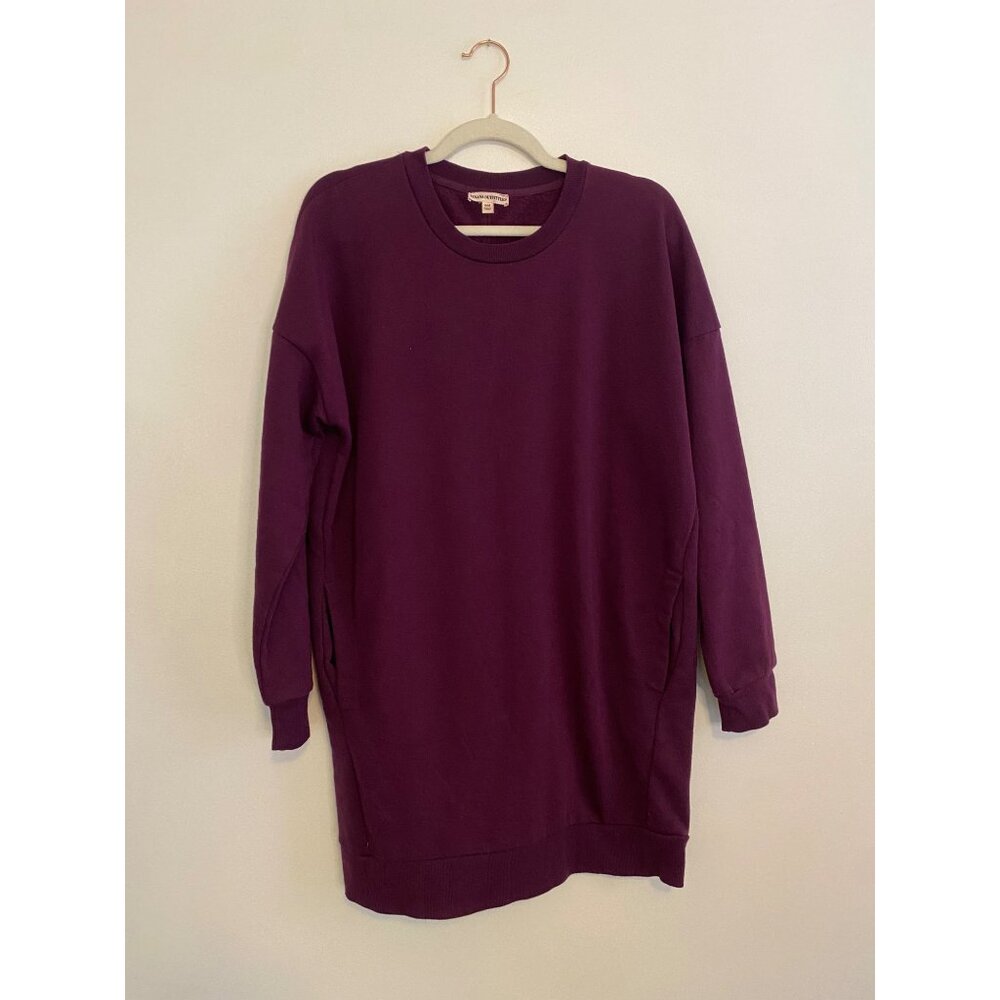 Zenana Outfitters Longline Purple Sweatshirt With Pockets Size S/M